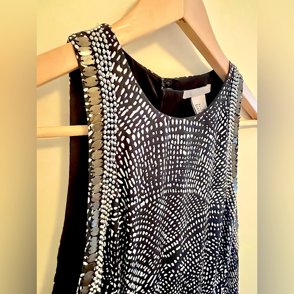 H&M Boho sleeveless sheath dress with beading XS